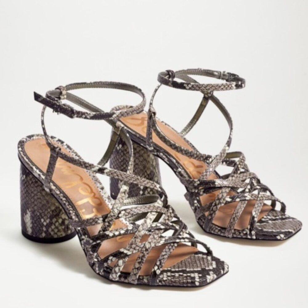 Sam Edelman Wmn Daffodil Exotic Snake Print Strappy Block Heels Open Toe Sexy 10